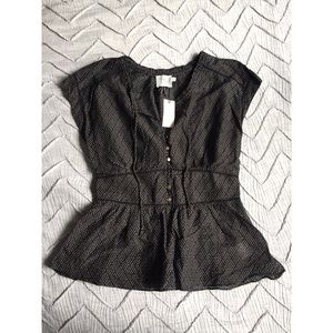 Sheer Polka Dot Short Sleeve Blouse HD in Paris